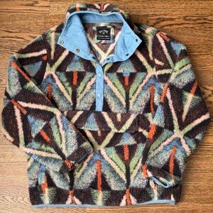 Billabong Multicolor Geometric Zip-Up Fleece Jacket